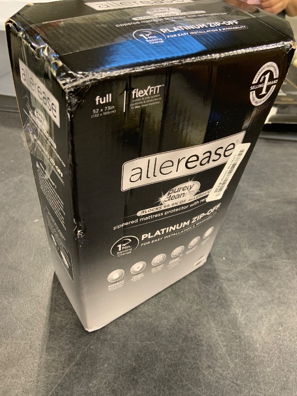 Photo 1 of AllerEase Platinum Zip-Off Top Waterproof Mattress Protector Full Size 360 Degree Zipper Allergen Barrier Temperature Balancing Luxurious Plush Top Separately Machine Washable Mattress Cover (White)