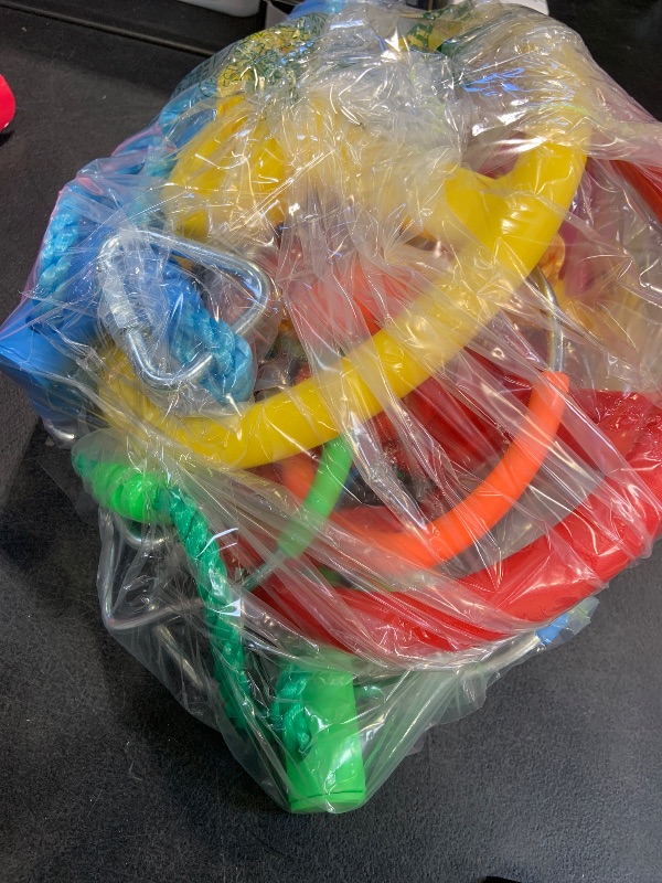 Photo 1 of VECKYJL Ninja Warrior Obstacle Course Attachments - 7 Monkey Rings, 2 Monkey Bars, 2 Ninja Wheel, Backyard Obstacle Course Set Accessories for Backyard Outdoor Training