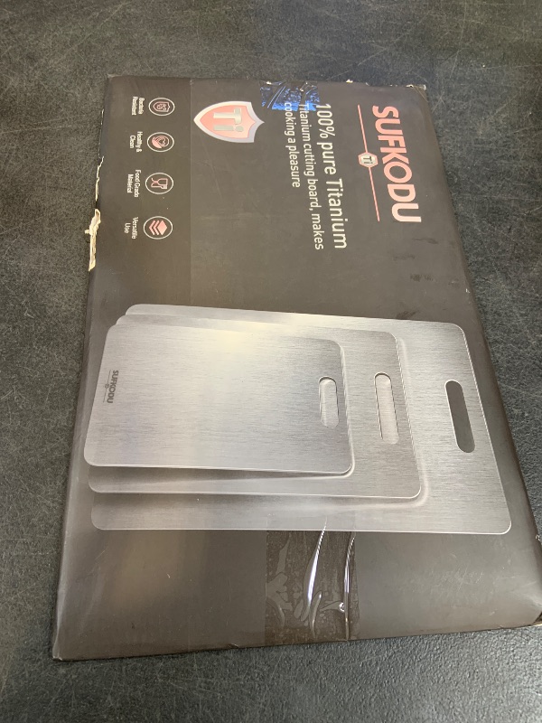 View 2 of Titanium Cutting Board Set of 3, Titanium Cutting Boards for Kitchen, 100% Double-Sided Titanium Cutting Boards, Separate Raw and Cooked Food Areas, Non-Toxic, Dishwasher Safe (S+ M + L)