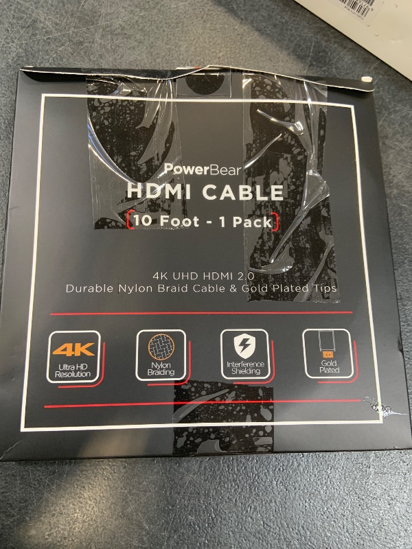 Photo 1 of PowerBear 4K HDMI Cable 10 ft | High Speed Hdmi Cables, Braided Nylon & Gold Connectors, 4K @ 60Hz, Ultra HD, 2K, 1080P, ARC & CL3 Rated | for Laptop, Monitor, PS5, PS4, Xbox One, Fire TV, & More