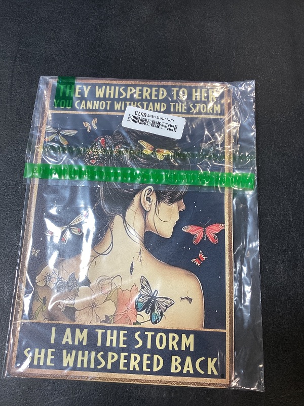 Photo 1 of Motivational Wall Art Boho Wall Decor Inspirational Poster Vintage Metal Tin Sign Teen Girl Bedroom Decor Hippie Gifts For Women They Whispered To Her You Cannot Withstand The Storm Signs 12x8 Inch