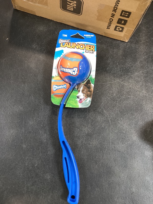Photo 1 of Chuckit! Dog Ball Launcher 12M Sport with 12" Handle Length for Medium 2.5" Dog Balls For Dogs 20-60 lb, Plastic Pet Fetch Ball Thrower, Perfect for Kids, Made in USA, Blue