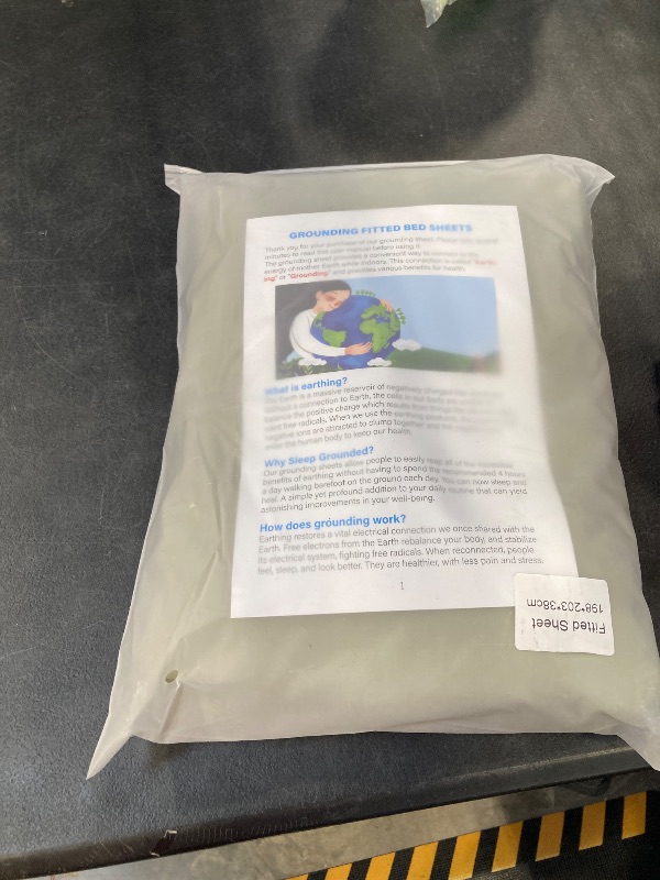 Photo 1 of Grounding Sheets King Size, 20% Pure Silver Fiber + 80% Organic Cotton, Grounded Sheet Earth Connected Bedding Fitted Earth Sheets with Grounding Cord