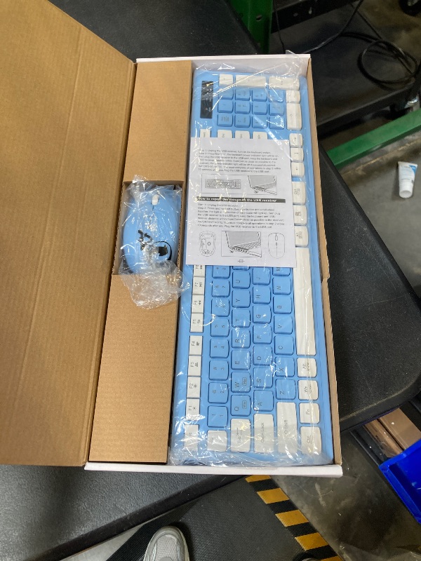 Photo 1 of Wireless Keyboard and Mouse Combo, Full-Sized Wireless Keyboard and Adjustable DPI Mouse, 2.4GHz USB Receiver, Keyboard and Mouse for PC, Windows, Desktop, Laptop (Sky Blue-A)