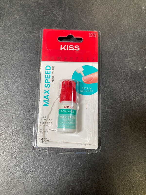 Photo 1 of Kiss PowerFlex Maximum Speed Nail Glue - Fast Drying Adhesive for Glue-On Nails & Repairs with Nozzle Tip Applicator, Ideal for Tips & Wraps, Net Wt. 0.10 oz (3g)
