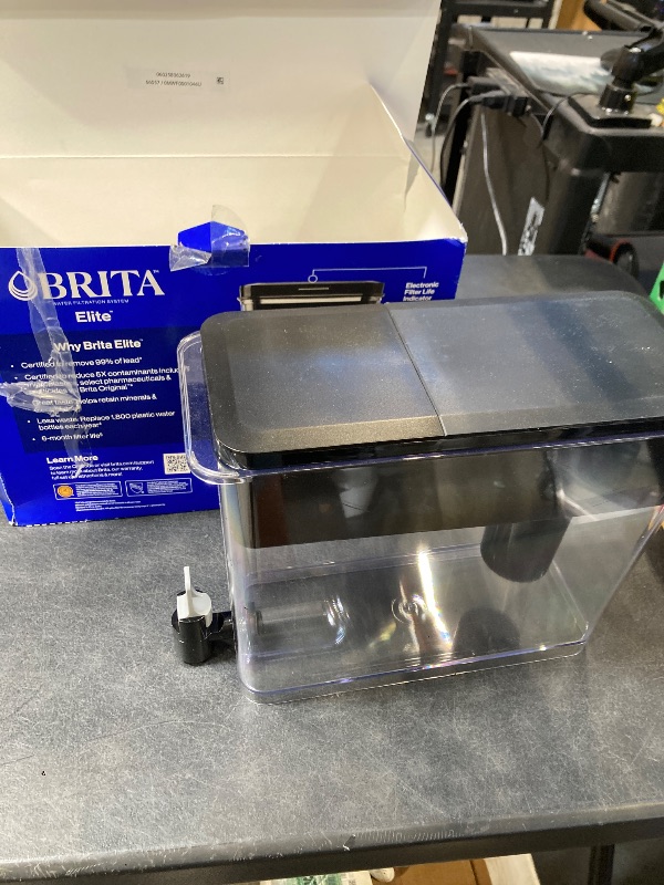 Photo 1 of Brita 27 Cup Elite Filter Dispenser, Reduces 30+ Contaminants including Lead and Microplastics, Filter lasts 6 months, UltraMax, Black
