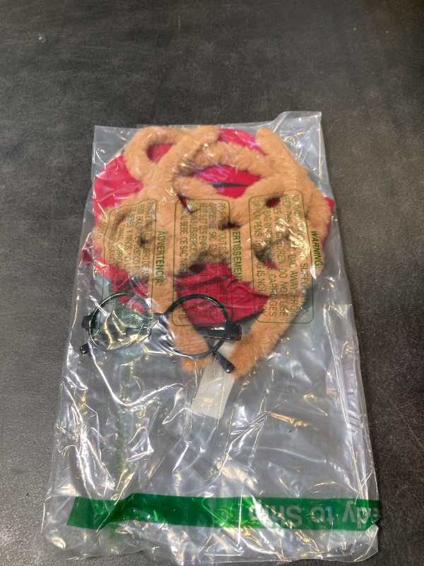 Photo 1 of Yolyoo 5 Pieces Chipmunks Costumes Set Include 1 Red hat, 3 Chipmunk Ears Headband and 1 Black Round Glasses Frame for Halloween Party Animal Costume Accessories