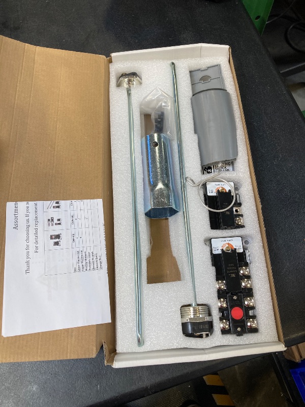 Photo 1 of EWH-05 Electric Water Heater Tune-Up Kit, Includes Two 4500W/240V Heating Elements, Upper Thermostat, Lower Thermostat, Protective Covers, Quick Change Tool, Element Wrench