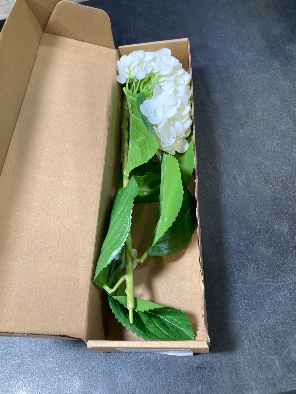 Photo 1 of Waipfaru 21" Real Touch White Hydrangea Artificial Flowers with Long Stem & Leaves, Full Latex Faux Hydrangea Flowers for Home Decor Party Floral Arrangements Wedding Bouquets Centerpieces, 3Pcs