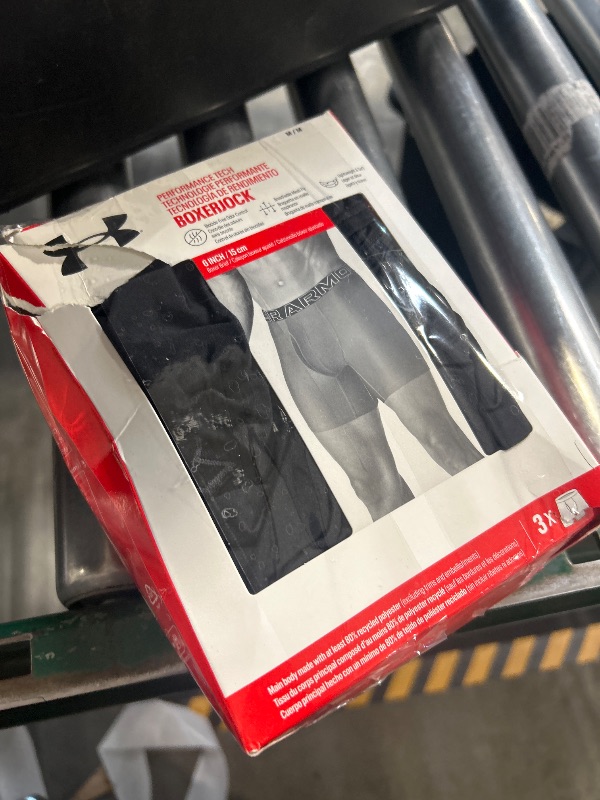 Photo 1 of Under Armour Men's Performance Tech Boxerjock Brief Underwear, 6" Inseam, Ultra-Soft, 3-Pack, Black Solid, Medium