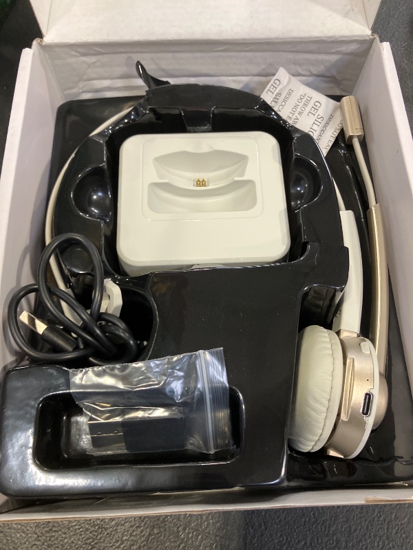 Photo 1 of Vonztek Bluetooth Headset with Microphone,Wireless Headset V5.2 with AI Noise Canceling Mic&USB Dongle, Wireless Headphones with Charging Base and Mute Function for Computer/Phone/Office/Skype