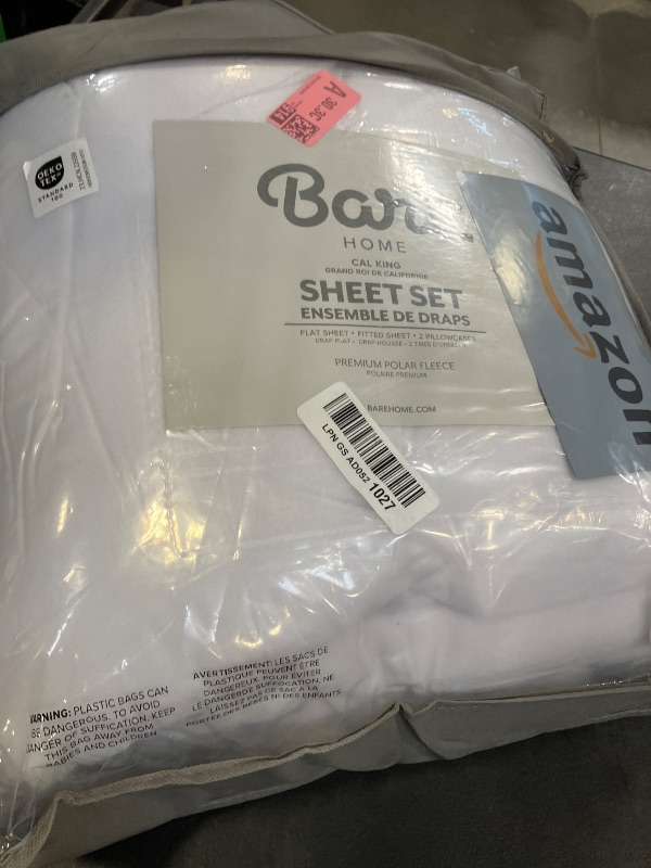 Photo 1 of Bare Home Super Soft Fleece Sheet Set - Cal King Size - Extra Plush Polar Fleece, No-Pilling Bed Sheets - All Season Cozy Warmth (California King, White)