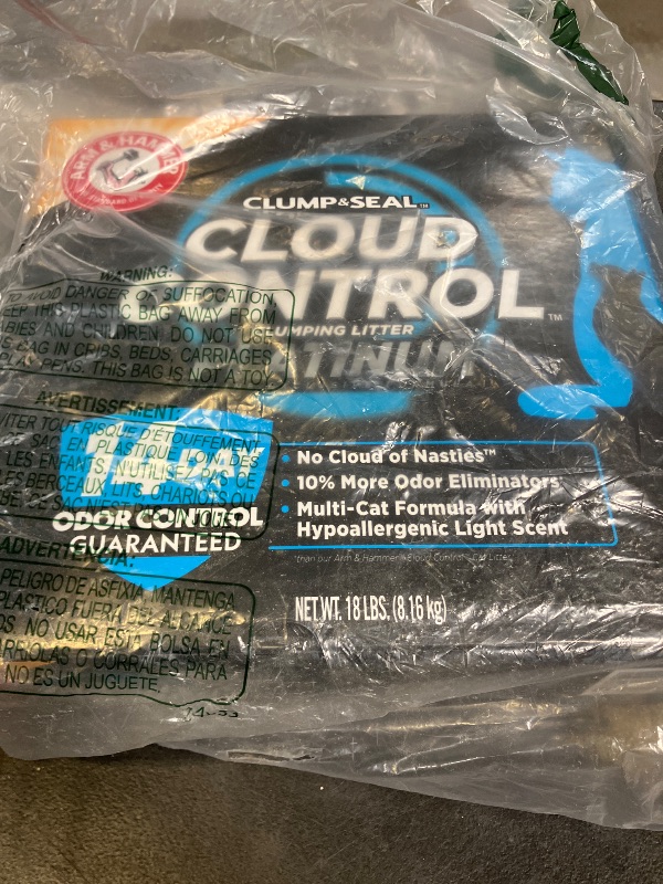 Photo 1 of ARM & Hammer Cloud Control Platinum Cat Litter, Multi-Cat Clumping Litter, Hypoallergenic and Dust-Free, 14-Day Odor Control, 18 lbs