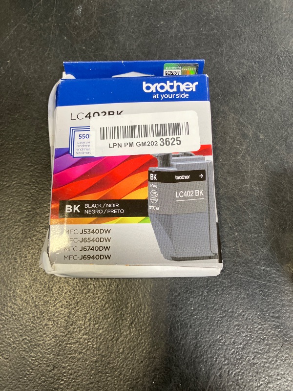 Photo 1 of Brother Genuine LC402BK Standard Yield Black Ink Cartridge
