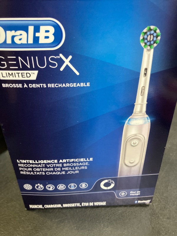 Photo 1 of Oral-B Genius X Limited Rechargeable Electric Toothbrush with 1 Replacement Brush Head, Travel Case, White