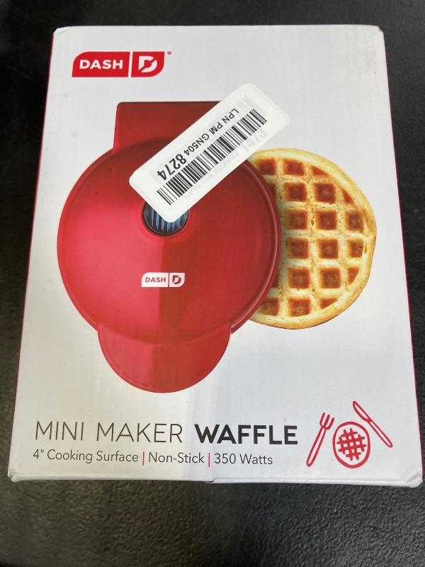 Photo 1 of Dash Mini Waffle Maker- Compact Electric Iron for Creative Homemade Treats - Nonstick Surface - Easy-to-Clean - Perfect for Kids & Families - Red