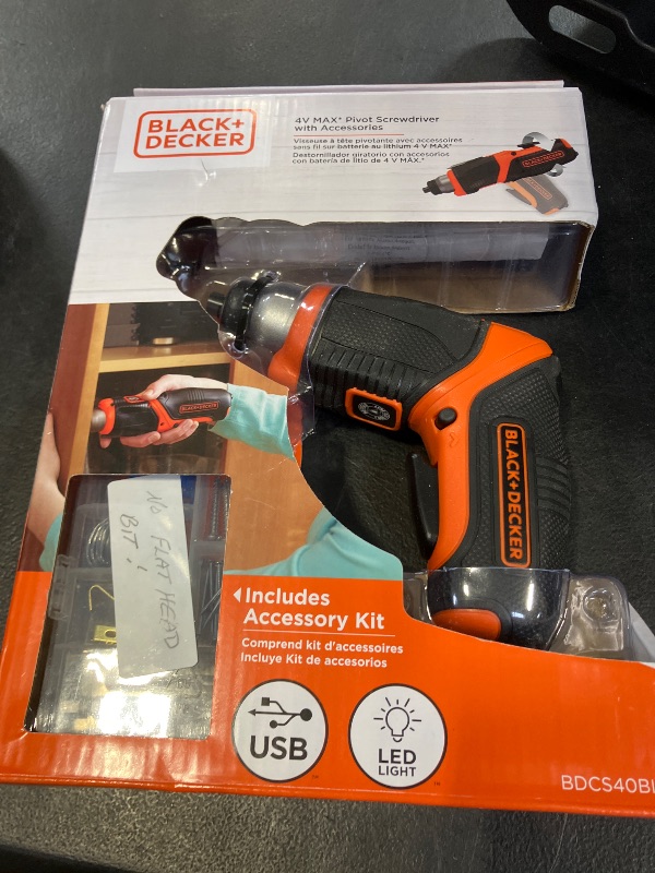 Photo 1 of BLACK+DECKER 4V MAX* Cordless Screwdriver with Picture-Hanging Kit (BDCS40BI)