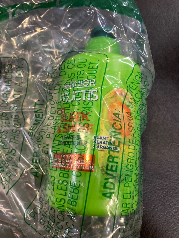 Photo 1 of Garnier Fructis Sleek & Shine Leave-In Conditioning Cream for Frizzy, Dry Hair, Plant Keratin + Argan Oil, 10.2 Fl Oz, 1 Count (Packaging May Vary)
