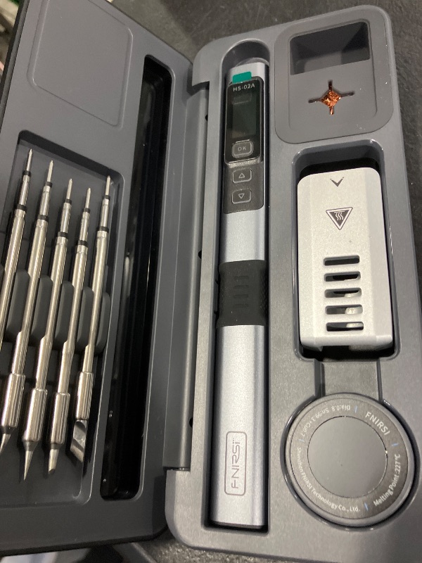Photo 1 of FNIRSI HS-02A 100W Portable Corded Soldering Iron Kit with Storage Case, 3S Fast Heating, 212-842?, Pre-set 3 Groups Temperature, 6 F245 Soldering Tips, Smart Soldering Iron Pen for Electronics Repair