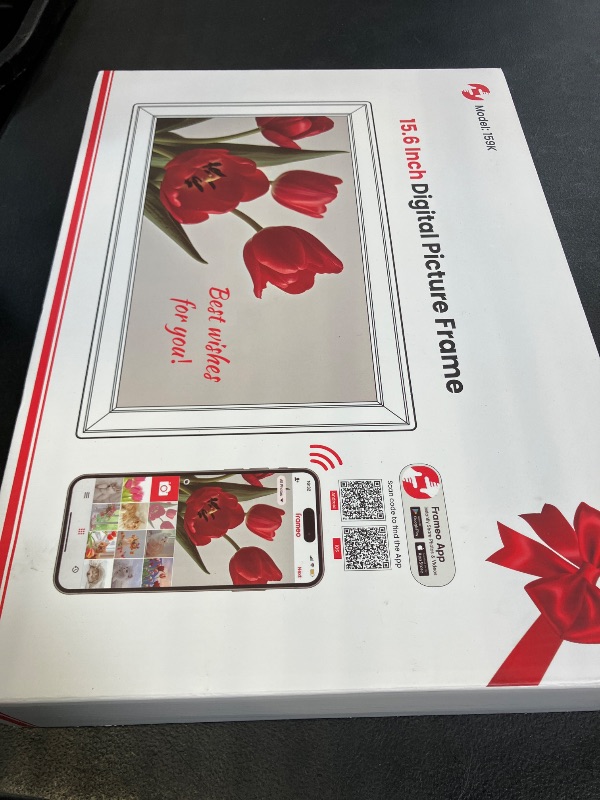 Photo 1 of 64GB 15.6" Frameo Digital Picture Frame WiFi, Large Electronic Photo Frames 1920 x 1080 IPS FHD Touch Screen, Send Photos from Your Phone from Anywhere, Best Gifts for Parents and Grandparents