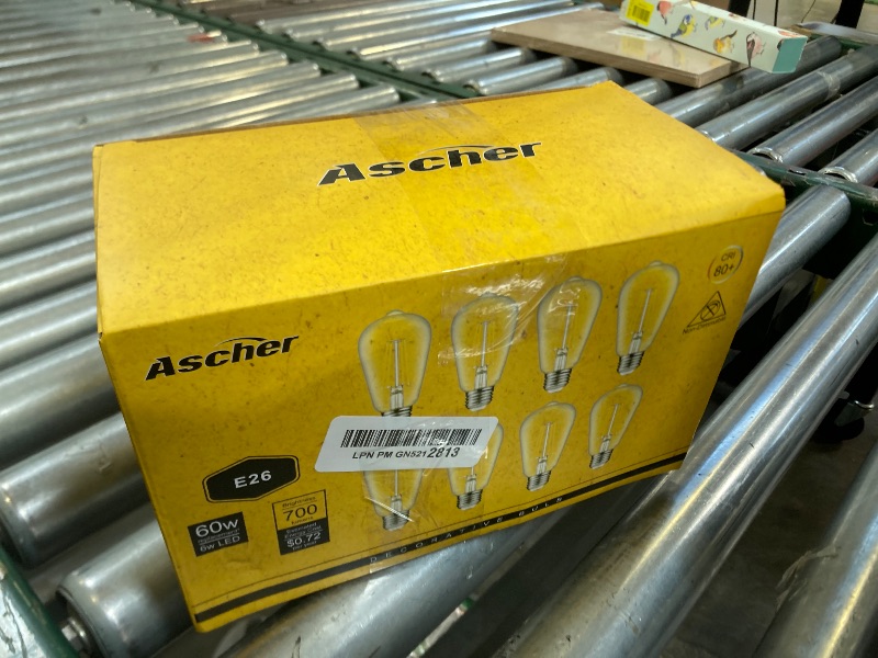 Photo 1 of Ascher LED Edison Bulbs 6W, Equivalent 60W, High Brightness Cool White 4000K, 700 Lumens, ST58 Vintage LED Filament Bulbs with 80+ CRI, E26 Base, Non-Dimmable, Clear Glass, Pack of 8