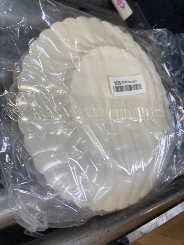 Photo 1 of Lullaby 60PCS Ivory Scalloped Plastic Plates with Gold Rim, Disposable Elegant Plates Include 30pcs Dinner Plate 10.25", 30pcs Plastic Dessert Plate 7.5", Perfect for Wedding and Party