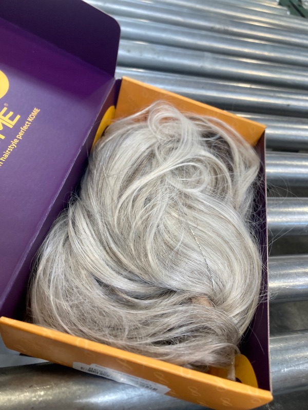 View 2 of KOME Platinum Blonde Synthetic Lace Front Wig,13x4 HD Lace Layered Wave Light Grey Glueless Wigs for Women Daily Use 26IN