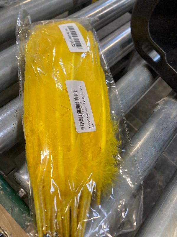 Photo 1 of 10-12 inch Turkey Quill Feathers 20 pcs, Wing Quill Large Feathers Craft Costume, Feather Supplier (Yellow)
