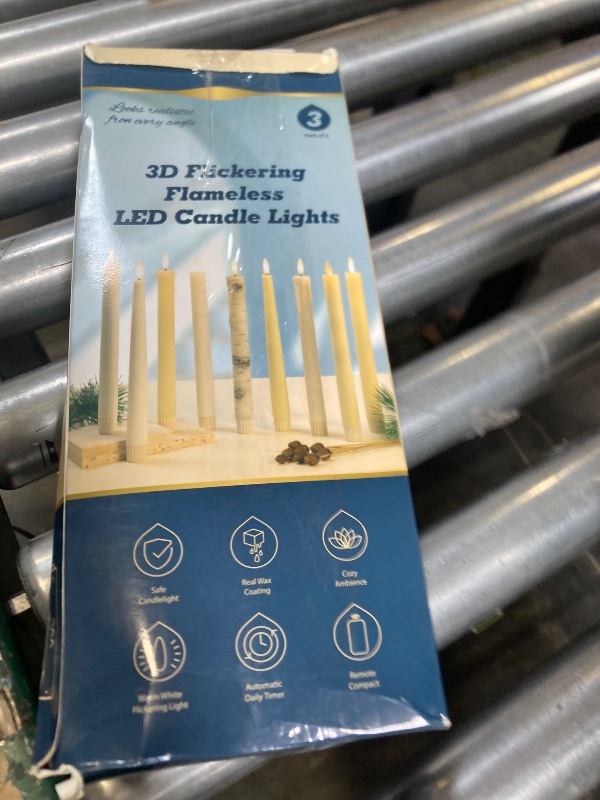 Photo 1 of AFINETH Flameless Taper Candles with 3D Wick, 11.4" Real Wax LED Candles with Remote and Timer, 3 Pack Flickering Candlesticks Battery Operated (Ivory)
