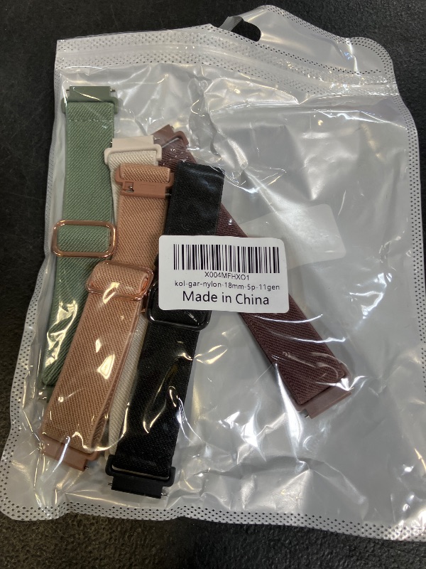 Photo 1 of 5 Pack Stretchy Nylon Watch Bands Compatible with Garmin Venu 3S/2S/Forerunner 265S,18mm Soft Elastic Fabric Adjustable Sport Strap for Garmin Vivoactive 4S/Forerunner 255S/255S Music Women Men
