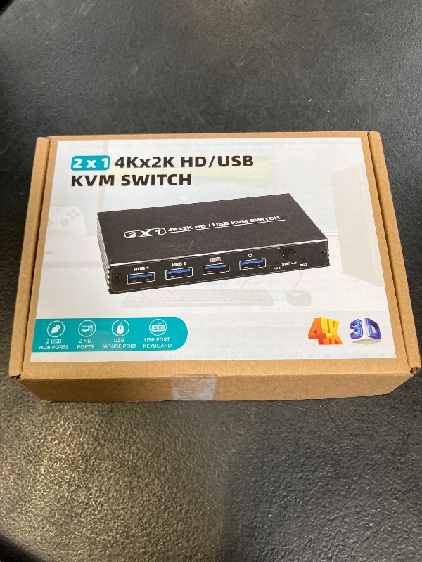 Photo 1 of HDMI KVM Switch 1 Monitor 2 Computers, 4K@60Hz Plug and Play KVM Switch with 2-Way HDMI and 4-Way USB2.0 Input, One Output, for Sharing A Set Monitor Keyboard Mouse Printer