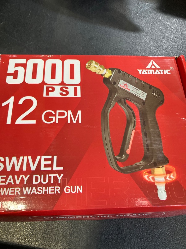 Photo 1 of YAMATIC Short Pressure Washer Gun with Swivel, 5000 PSI Power Washer Wand Stubby Trigger Handle with 3/8" Plug & M22-14mm Male Inlet, 1/4" Quick Connect Outlet for Foam Cannon Car Wash