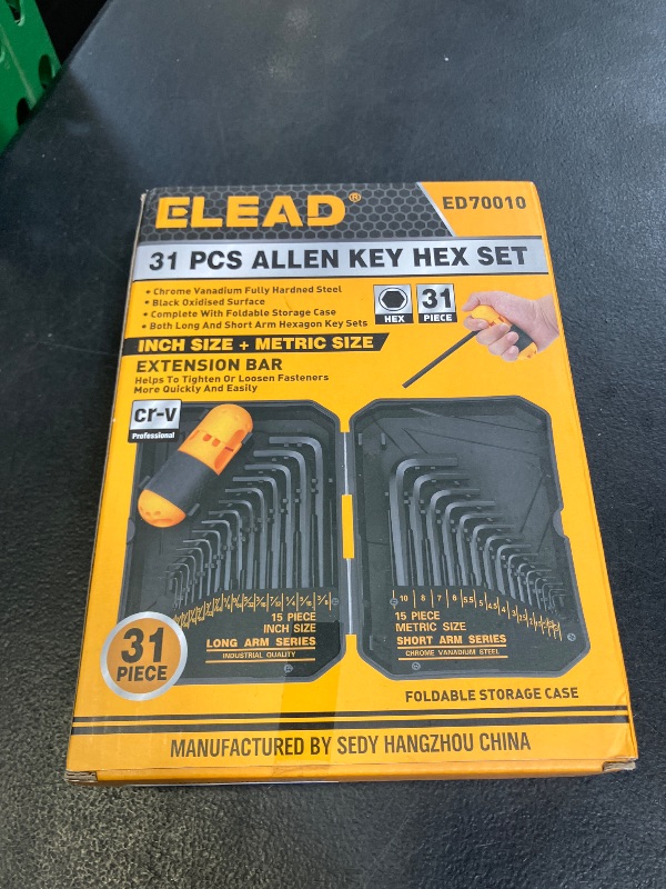 Photo 1 of ELEAD 31-Piece Hex Key Set - Allen Wrench Set, SAE and Metric Allen Keys MM(0.7mm-10mm) SAE(0.028"-3/8) Heat-Treated, Torque Handle, High Leverage, Long & Short Keys, Easy Organization