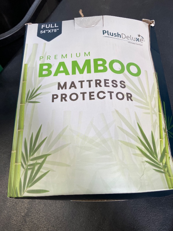 Photo 1 of PlushDeluxe Premium Bamboo Mattress Protector – Full Size, Waterproof, & Ultra Soft Breathable Noiseless Washable Bed Mattress Cover for Comfort & Protection - White