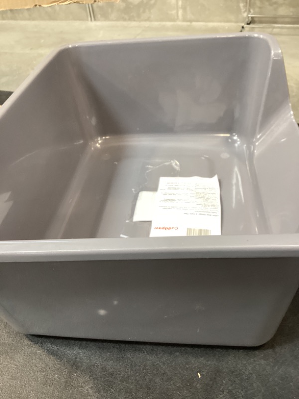 Photo 1 of Cuddpaw Open-Top Large High Sides Cat Litter Box with Low Entrance, Suitable for Small and Elderly Cats, Anti-Splash, 19.8” x15.6”x7.3” for Indoor Use (Grey?Moon Gray?)
