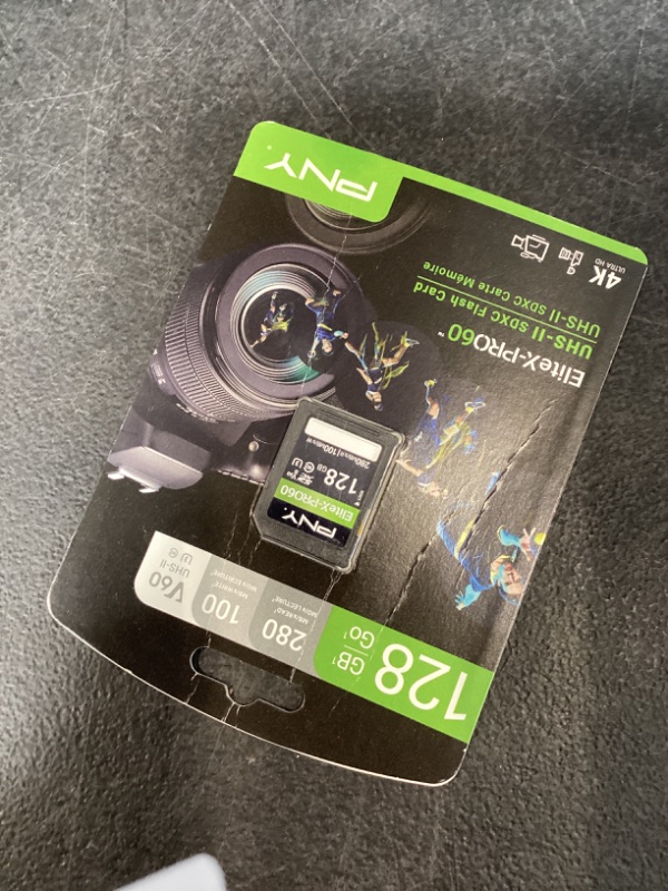 Photo 1 of PNY 128GB EliteX-PRO60 UHS-II SDXC Memory Card - R280MB/s W100MB/s, U3, V60, 4K UHD, Full HD, UHS-II for Professional Photographers & Content Creators, DSLR Mirrorless Cameras, Advanced Video Cameras