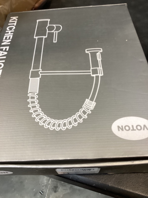 Photo 1 of VOTON Kitchen Faucets with Pull Out Sprayer Commercial Spring Sink Faucet Stainless Steel Brushed Gold Pull Down Single Handle Farmhouse faucets with Deck Plate for Camper Laundry Utility Rv Wet Bar