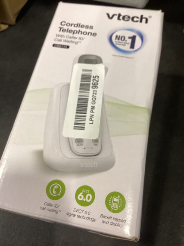 Photo 1 of VTech Cordless Phone with DECT 6.0, Full-Duplex Speakerphone, Lighted Display, Backlit Keypad, Caller ID/Call Waiting, Volume Control, Hearing Aid Compatible, Wall Mount | VG131 (White)