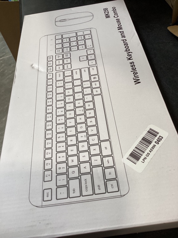 Photo 1 of Wireless Keyboard and Mouse Combo, Full Size Silent Ergonomic Keyboard and Mouse, Long Battery Life, Optical Mouse, 2.4G Lag-Free Cordless Mice Keyboard for Computer, Mac, Laptop, PC, Windows(White)