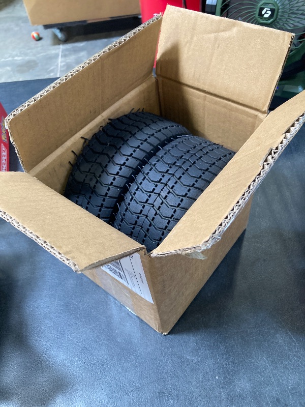 Photo 1 of LTNICER 9x3.50-4 Tire and Inner Tube Set, Replacement 9x3-1/2 Tire with Bent Valve Stem, Heavy Duty Butyl Tube for Go Kart, Scooter, Mini Bike, Lawn Mower, 2 Pack
