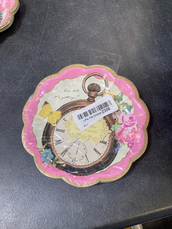 Photo 1 of Talking Tables Truly Alice Disposable Plates, 12 Count, 7.3 inches for Tea Party or Birthday, Pink