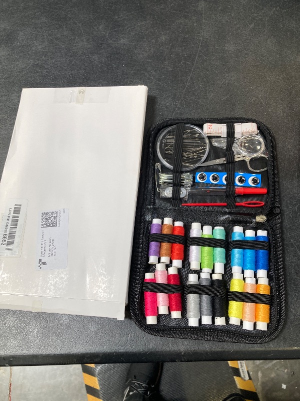 Photo 1 of JUNING Sewing Kit with Case Portable Sewing Supplies for Mom Grandma Women Men Teen Girls Boys Home Traveler, Adults, Beginner, Emergency, Contains Thread, Scissors, Needles,Measuring Tape and More