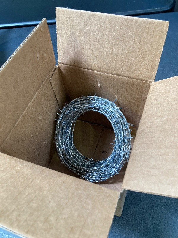 Photo 1 of 4 Point Barbed Wire, 18 Gauge Real Barb Wire Roll 40 Feet Barbwire for Fence, Baseball Bat, Bird Feeder, Garden & Crafts