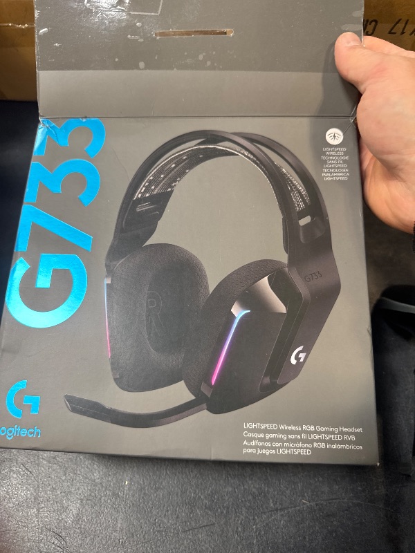 Photo 1 of Logitech G733 Lightspeed Wireless Gaming Headset, Suspension Headband, Lightsync RGB, Blue VO!CE Mic, PRO-G Audio – Black, Gaming Headset Wireless, PC, PS5, PS4, Switch Compatible