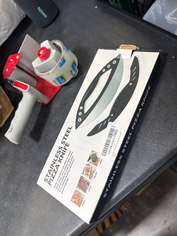 Photo 1 of AILUROPODA 12-Inch Pizza Rocker Blade Cutter, Stainless Steel with Protective Cover, Silver