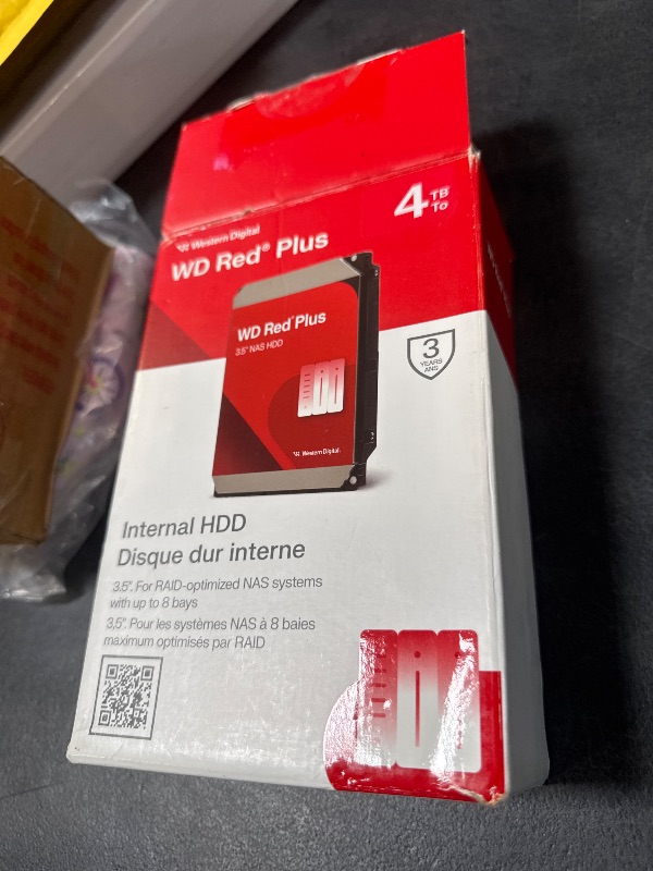 Photo 1 of Western Digital 4TB WD Red Pro NAS Internal Hard Drive HDD - 7200 RPM, SATA 6 Gb/s, CMR, 512 MB Cache, 3.5" - WD161KFGX