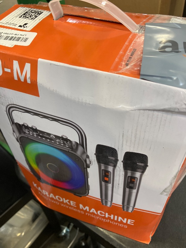 Photo 1 of Karaoke Machine, Portable Bluetooth Speaker with 2 Wireless Microphones for Adults & Kids with Lights, Karaoke Microphone with PA System Supports USB/TF/REC/FM/AUX for Home Party Home System Packages