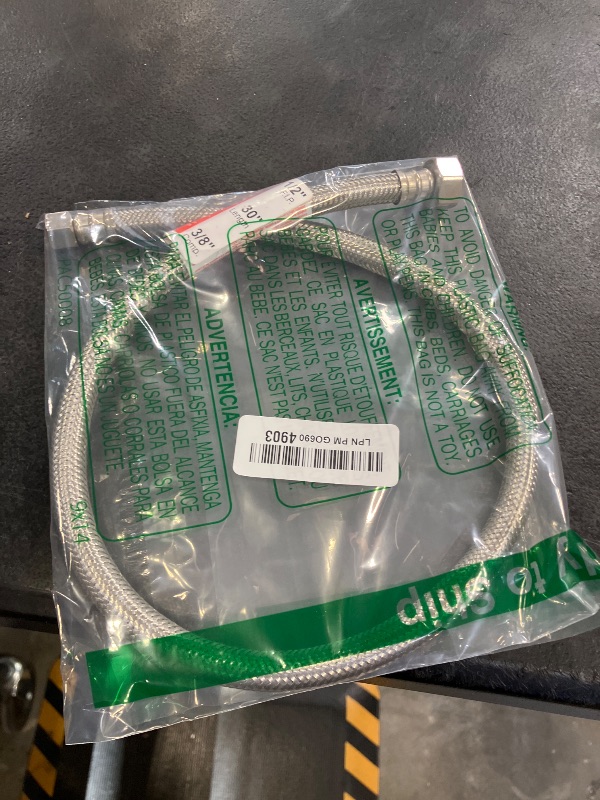 Photo 1 of Fluidmaster B1F30 Faucet Connector, Braided Stainless Steel - 3/8 Female Compression Thread x 1/2 F.I.P. Thread, 30-Inch Length
