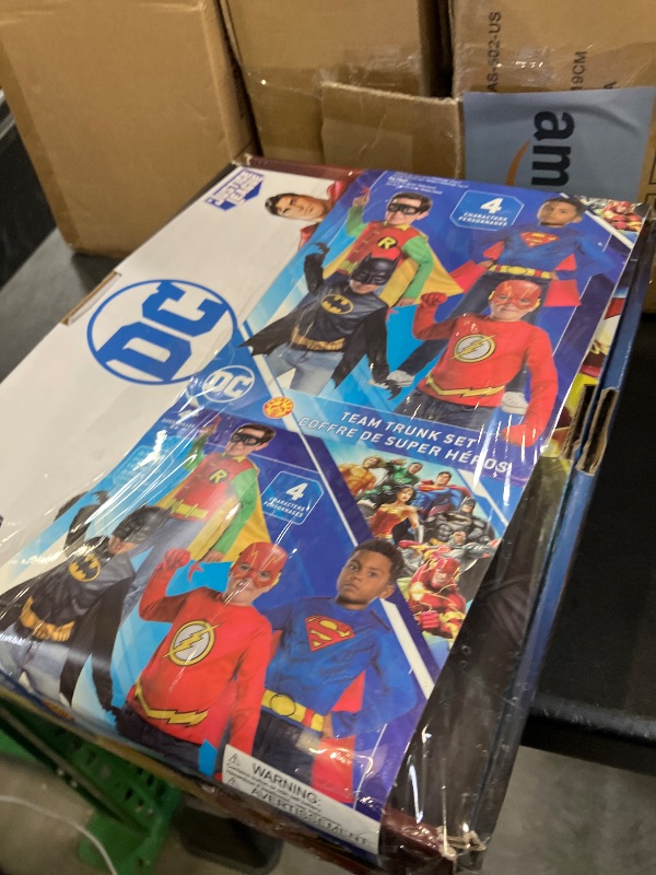 Photo 1 of Rubies DC Comics Superheroes: Superman, The Flash, Batman & Robin Dress Up Trunk for Kids, Boy's Small