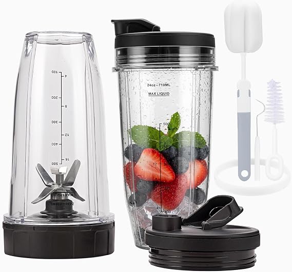 View 2 of Blender Cups Replacement Parts For ninja,2-Pack 24oz Blender Cups with Sip & Seal Lids,7 fins Blender Replacement blade Compatible with Ninja BN401 BN751 BN801 BL480-30 BL642-30 BL682 BL687 NN102